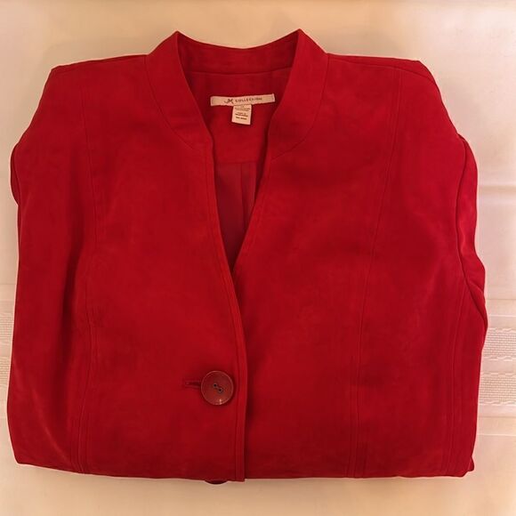 JM Collection Red Faux Suede Blazer - Size 14 - Picture 3 of 5
